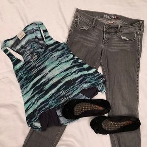 Navy and teal stripped tank top